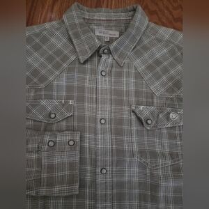 Blue Ranchwear‎ Gray/green Plaid Snap-Up Long Sleeve Thick Shirt Xl